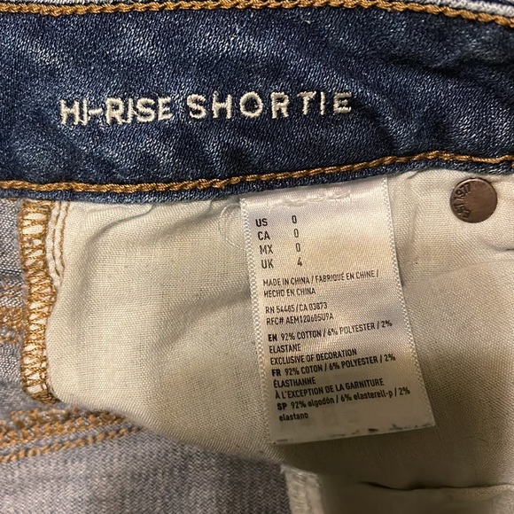 American Eagle Outfitters Super Stretch Hi-Rise Shortie Jean Shorts Size 0 - Picture 4 of 4